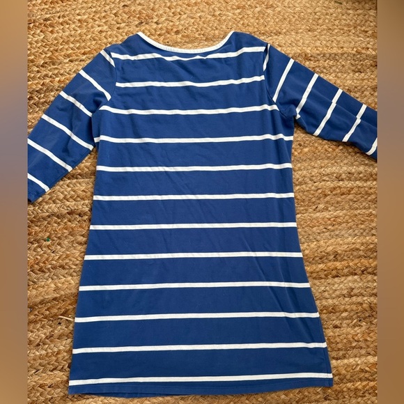 Cape Classic XL Pima Cotton Blue & White Striped 3/4 Sleeve Dress - Picture 4 of 6